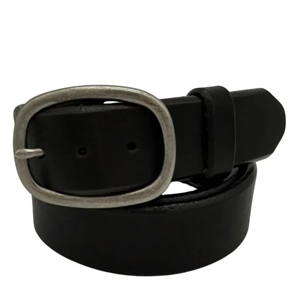 Duluth Trading Co Leather Belt Black Solid Brass Buckle Made in USA Workwear